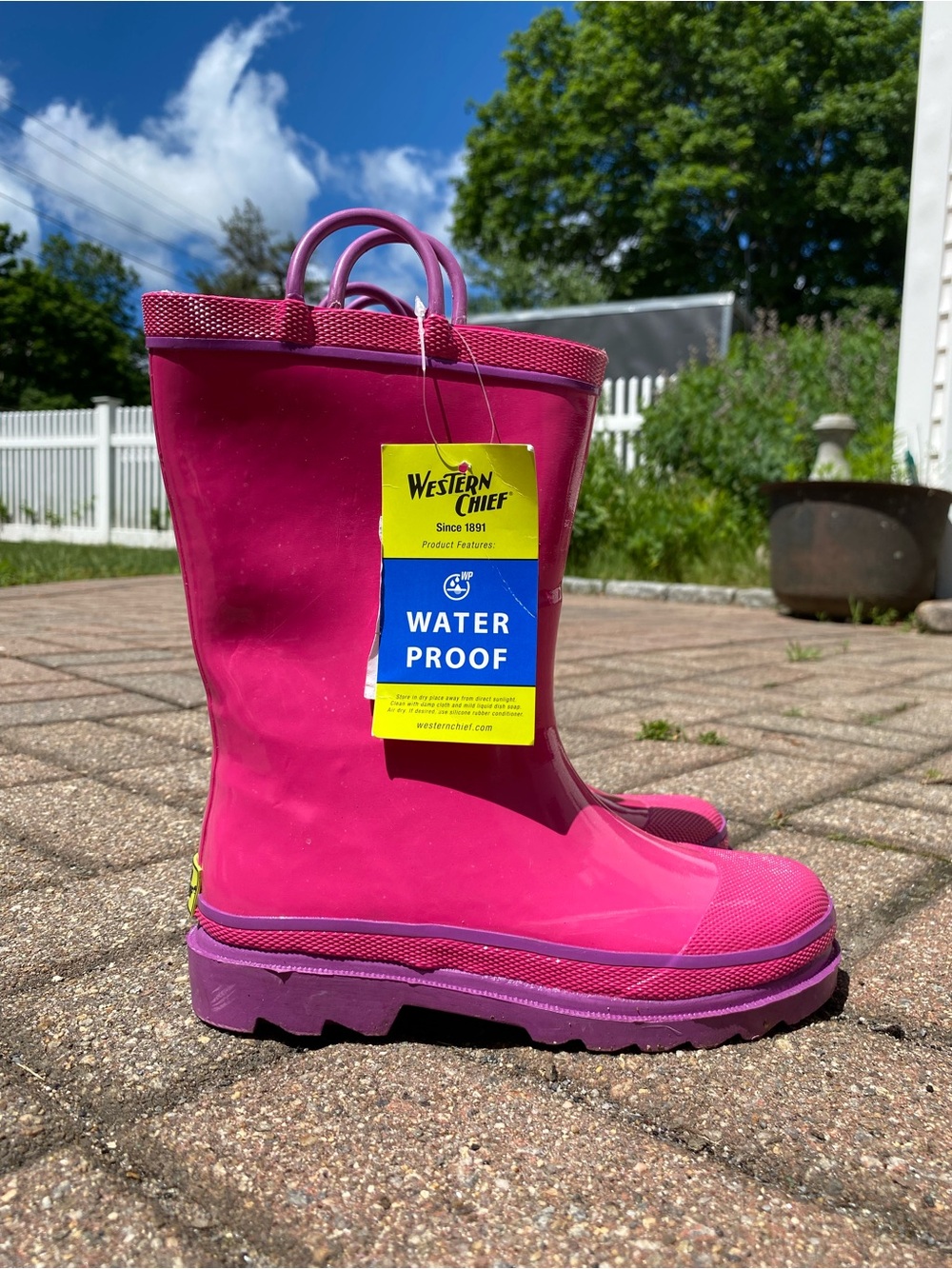 Kids Hot Pink Western Chief Rain Boots with Purple Soles